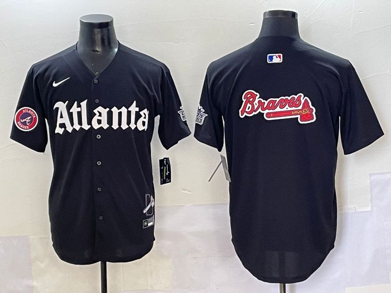 Men 2025 Atlanta Braves Blank Black Five generations Joint Name Nike MLB Jersey style 8->boston red sox->MLB Jersey